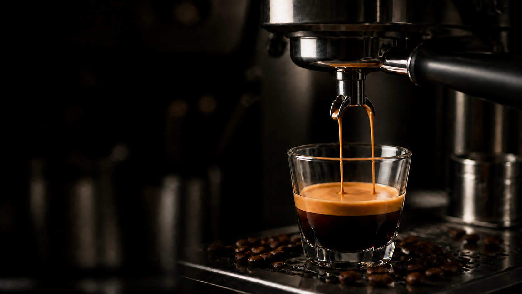 Home espresso equipment in use